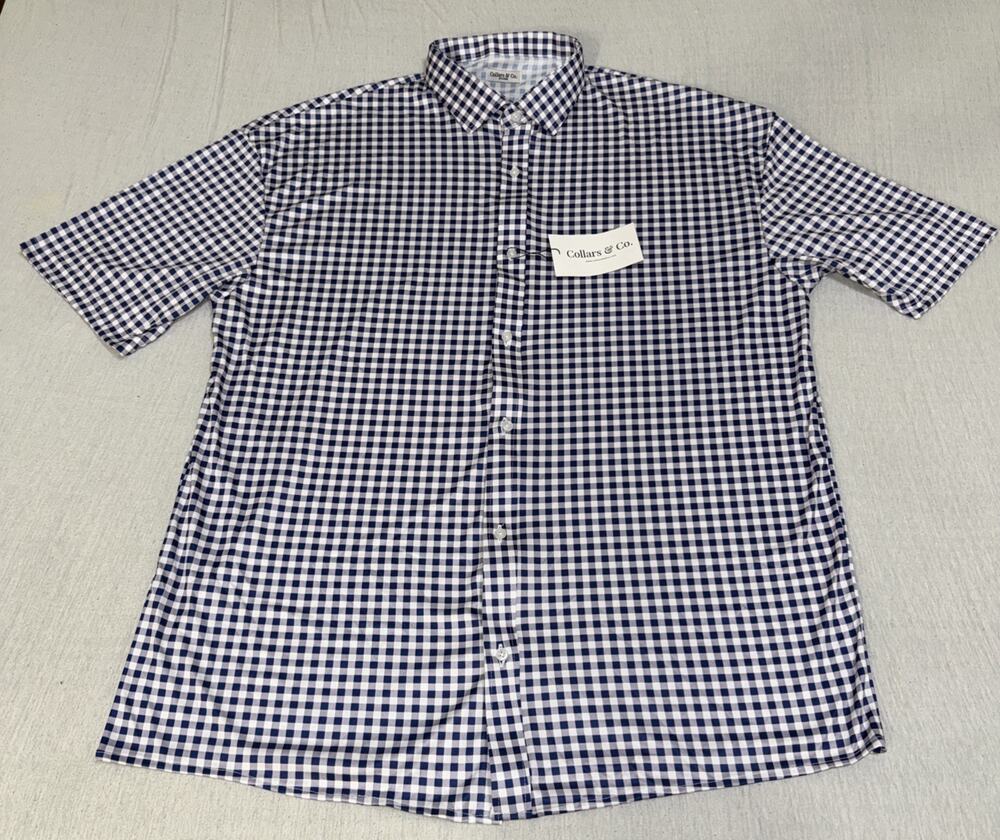 Collars and Co Golf Purple White Check Button Up Size 3XL Preppy New With Tags